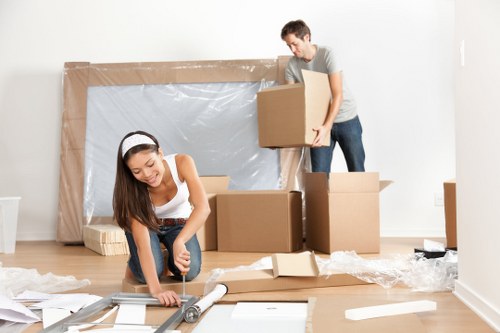 Boxes and furniture prepared for a home removal in Islington