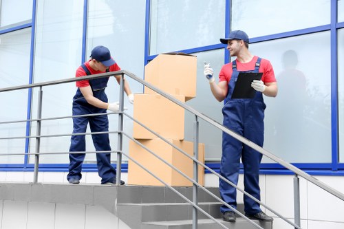 House removals team preparing a move in Islington street