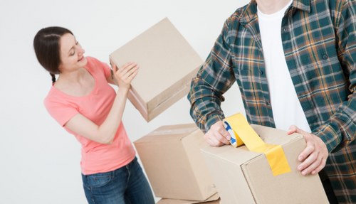 Removal boxes and moving supplies prepared for an Islington home move